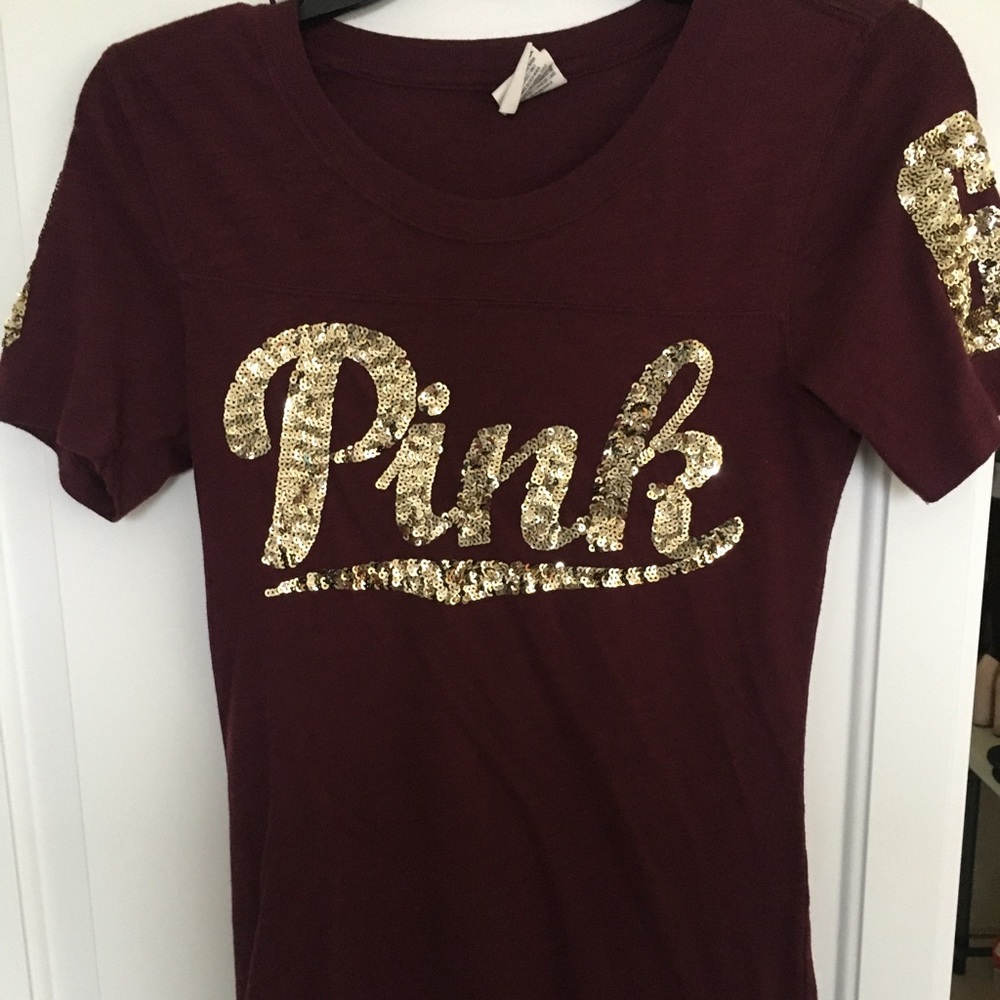SOLD PINK Burgundy Gold Sequin Shirt